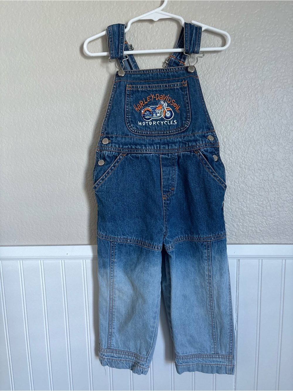 Harley-Davidson Kids Denim Overalls with Motorcycle Patch